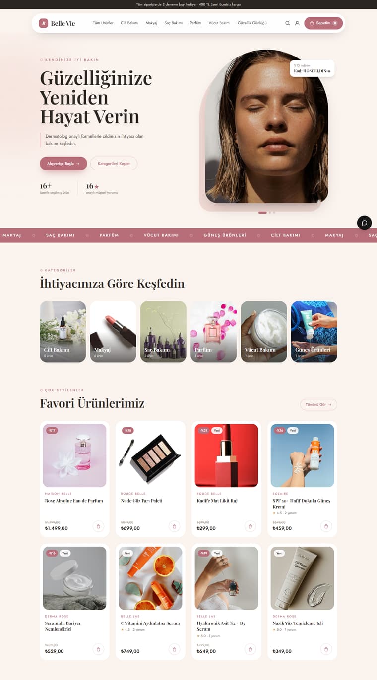 Kozmetik / Butik teması önizlemesi